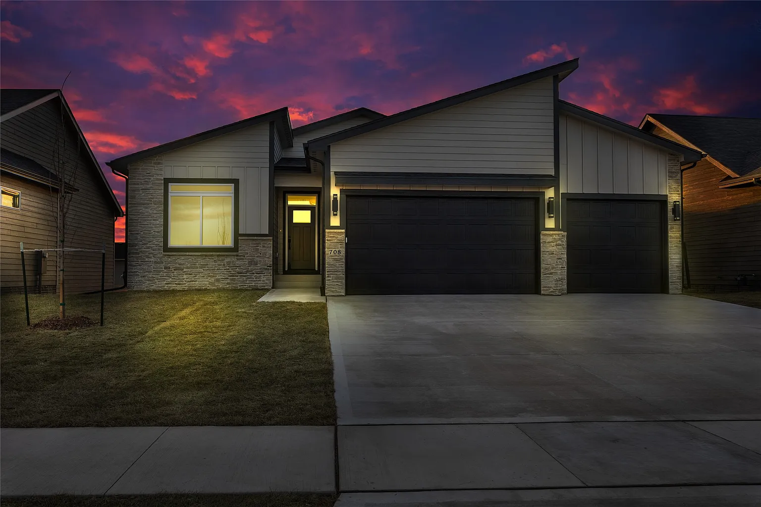 A new DS Solid Construction home in Ankeny at twilight